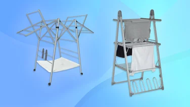 Two clothes airers on a blue background
