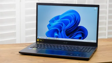 Acer Aspire 7 pictured at a slight angle, facing to the right