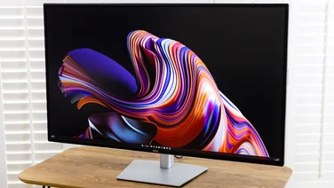 Dell UltraSharp U4323QE review. Angled view of the monitor