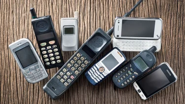 A collection of phones of various older models