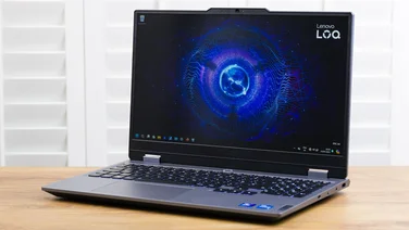 Image of the Lenovo LOQ 15IAX9I at an angle with its lid open