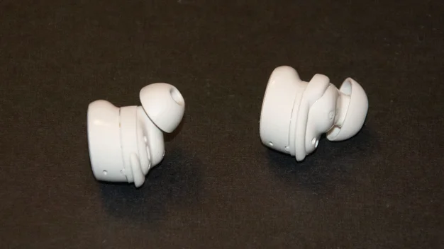 Side view of the Bose QuietComfort Earbuds (2024) showing how thick they are