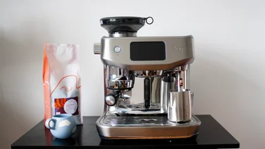 Sage Oracle Jet coffee machine review: coffee machine on a black worktop