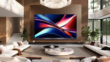 Lifestyle image of the Hisense 136MX Micro LED TV in a luxurious apartment