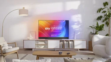 Sky Glass Gen 2 on an AV unit in a modern living room