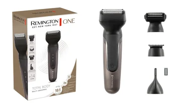 Remingtone One Main picture of the box with razor and accessories