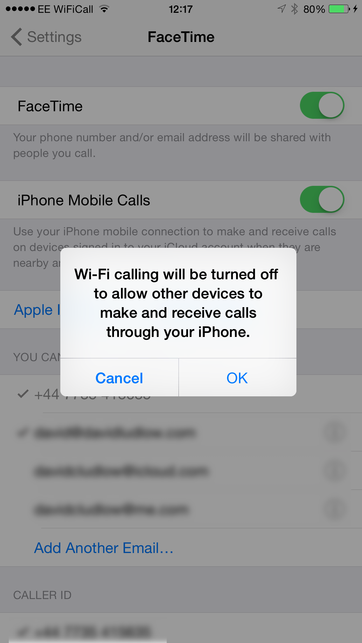 iPhone enable Continuity disable Wi-Fi calling