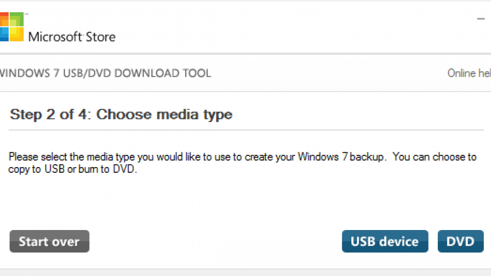 Windows USB DVD Tool being used to create installation media