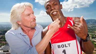 Virgin Media broadband advert with Richard Branson and Usain Bolt