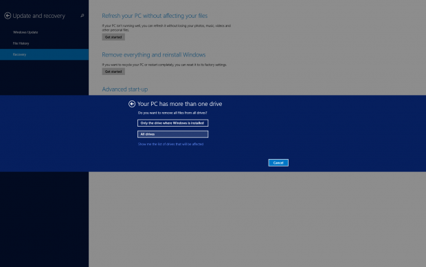 Choose files to wipe for Windows 8 refresh