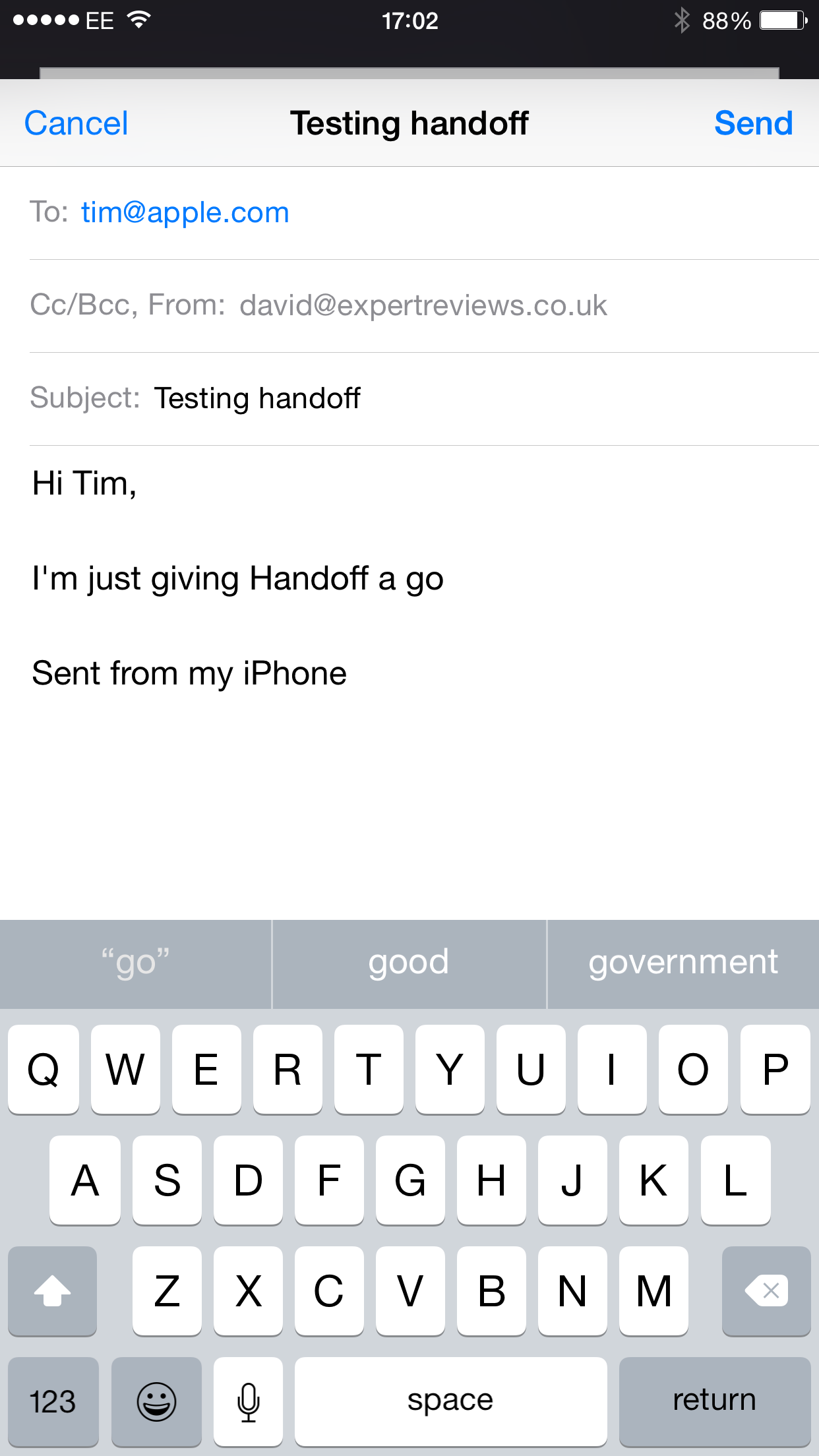 Start app on sending device for Handoff