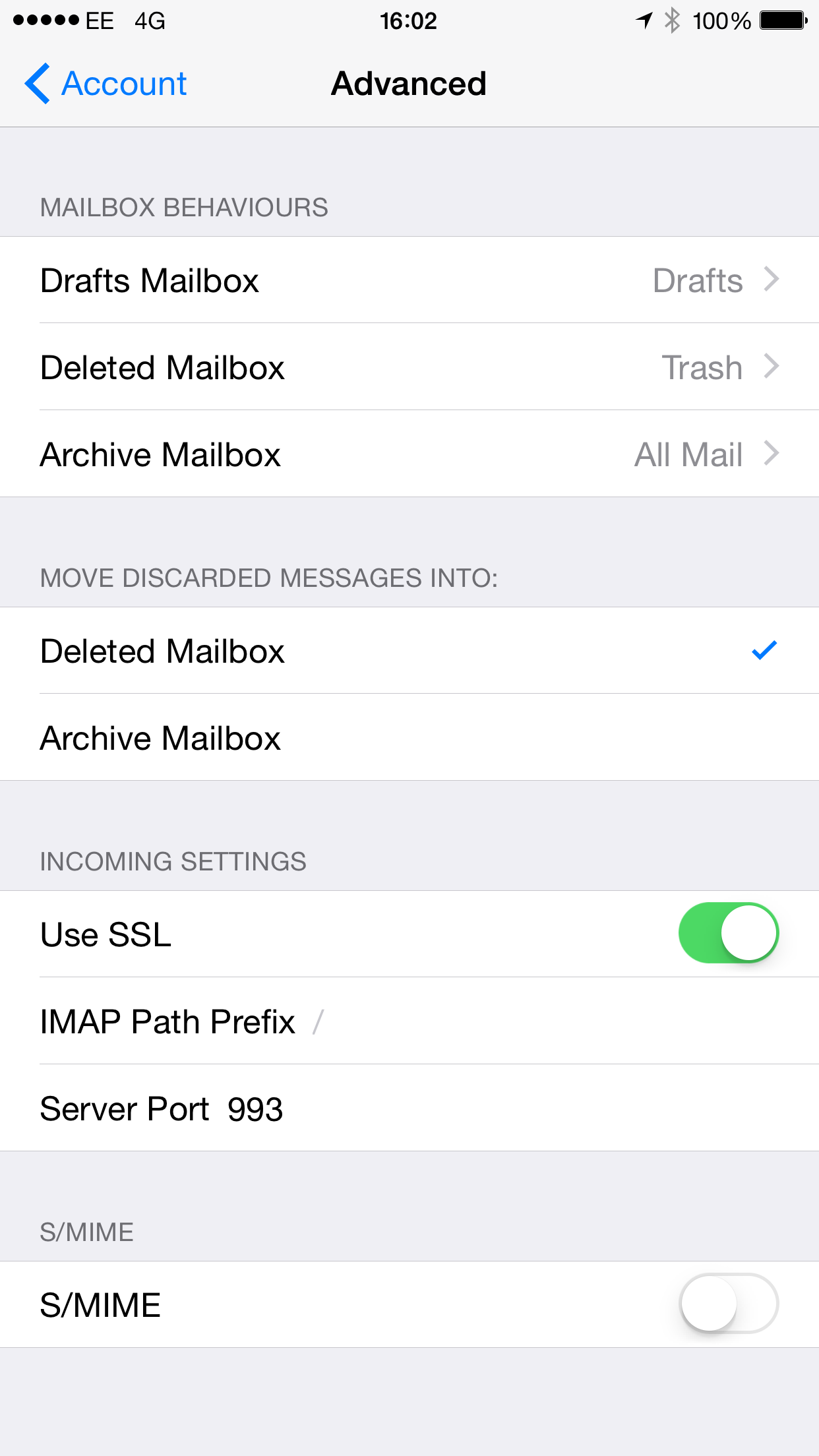 iPhone change Gmail to show delete option
