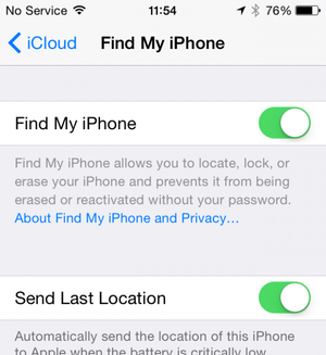 Find my iPhone Send Last Location in iOS 8