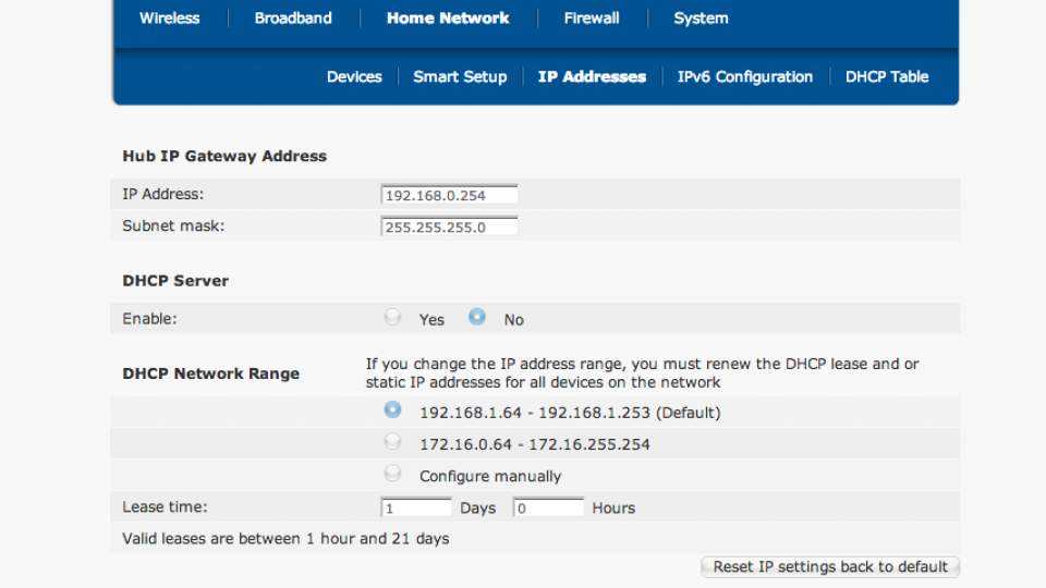 BT Home hub DHCP