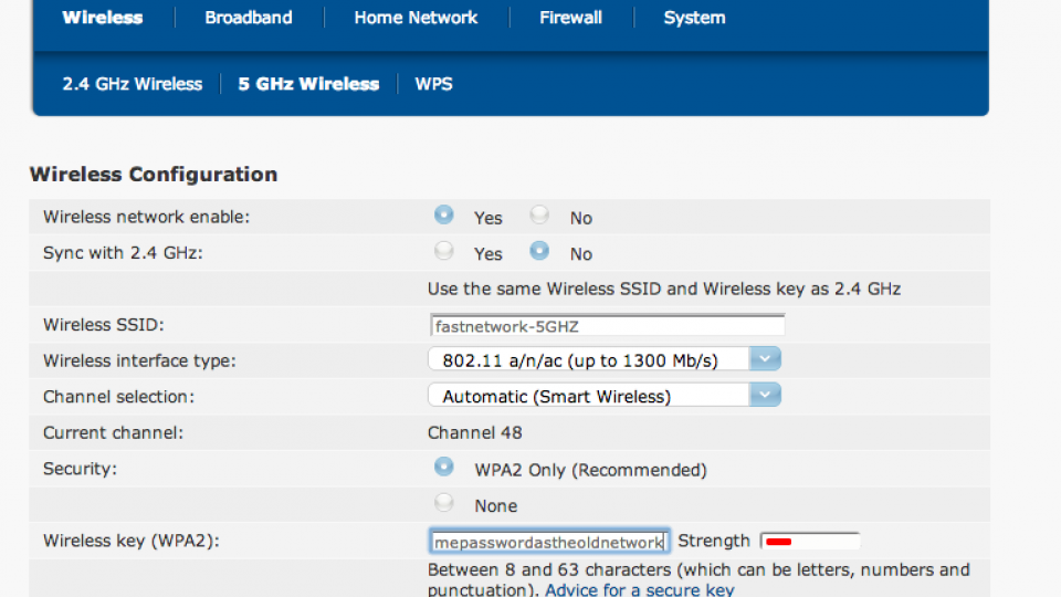 BT Home hub Wi-Fi settings