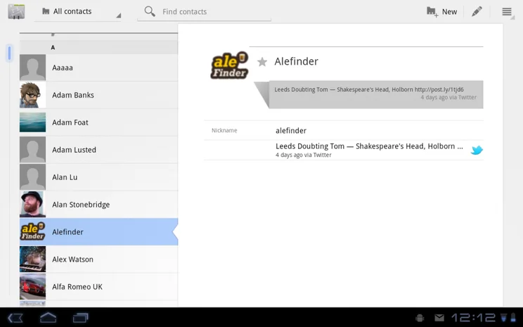 Android 3.0 Contacts