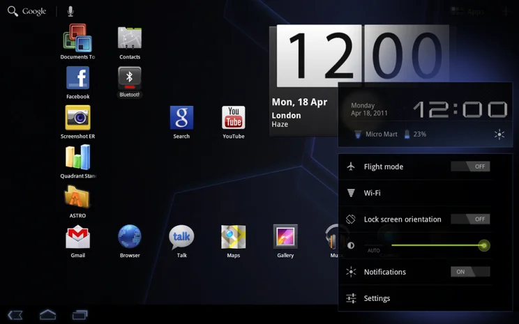 Android 3.0 Screen