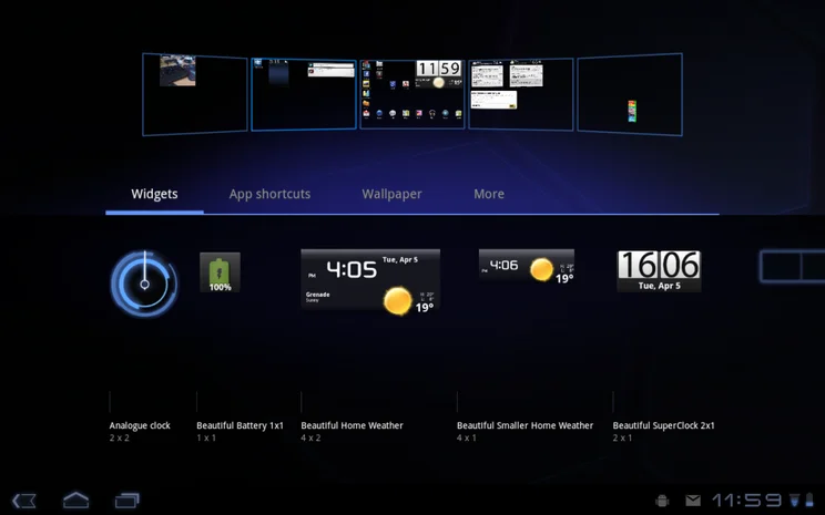 Android 3.0 Widgets