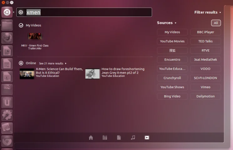 Ubuntu 12.04 Dash Video Lens