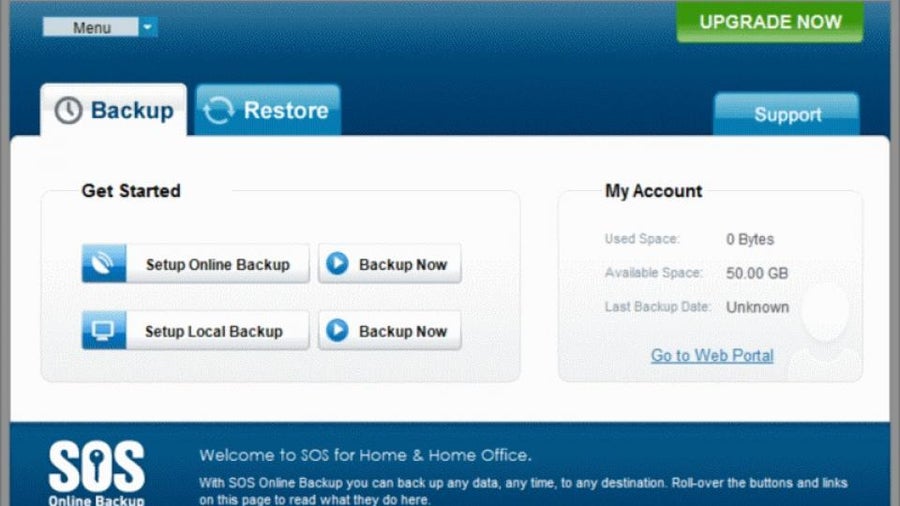 SOS online backup main interface