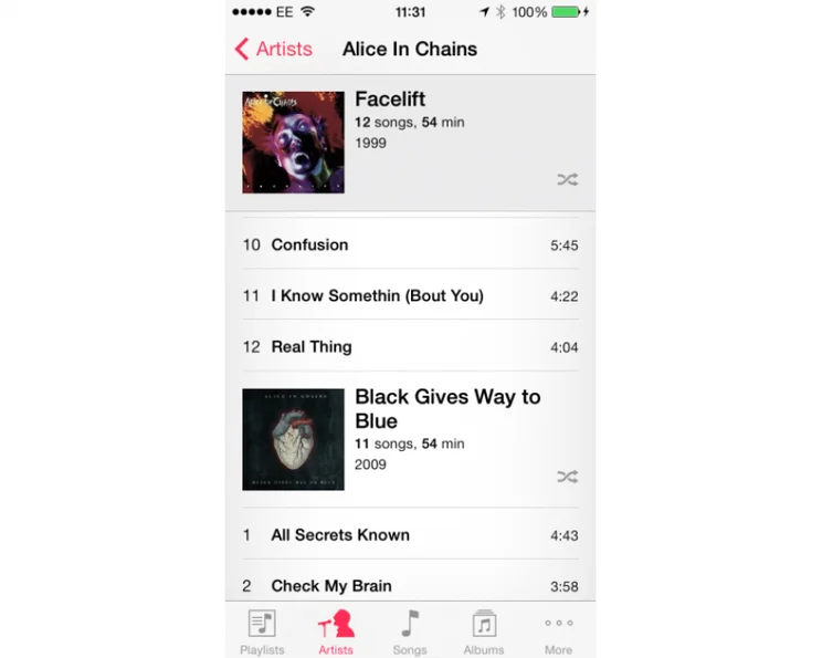 Apple iOS 7 Artist Albums