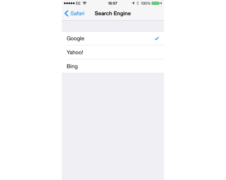 Apple iOS 7 Safari Search Engine