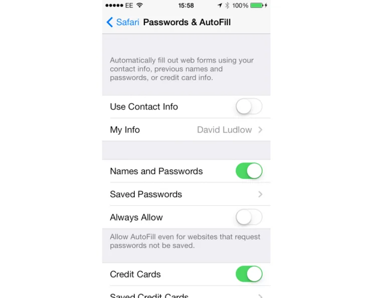 Apple iOS 7 iCloud Keychain