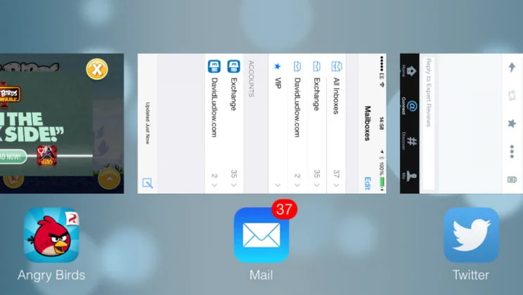 Apple iOS 7 task switcher landscape