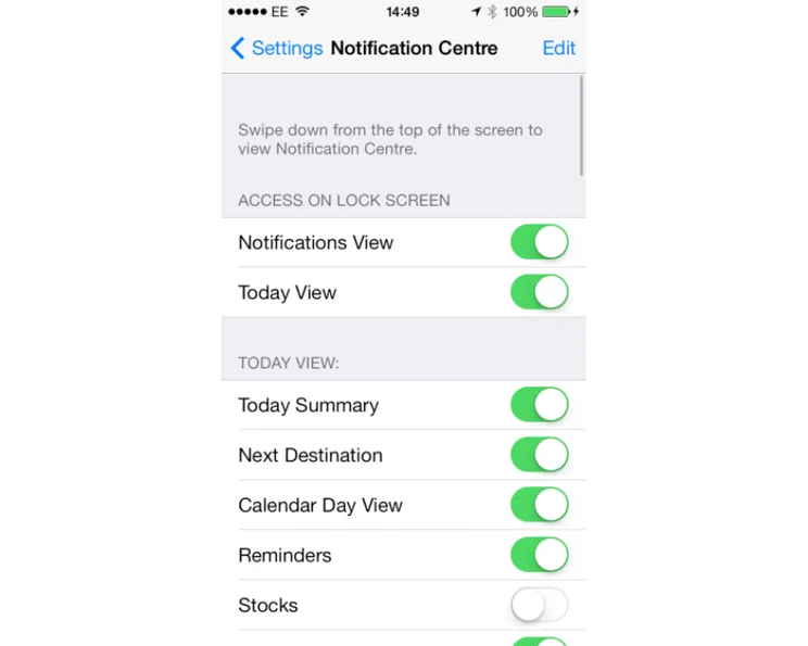 Apple iOS 7 Notification settings
