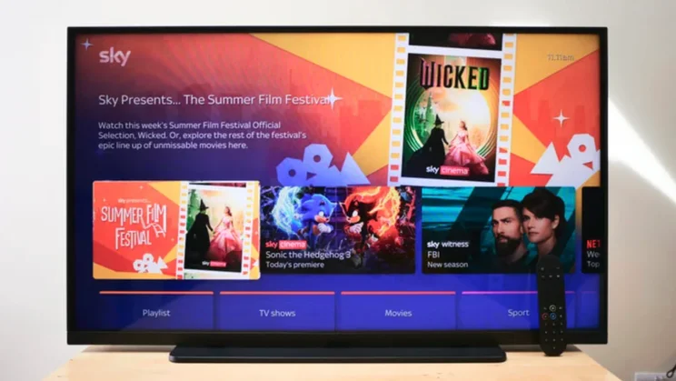 Front view of the Sky Glass Air QLED TV