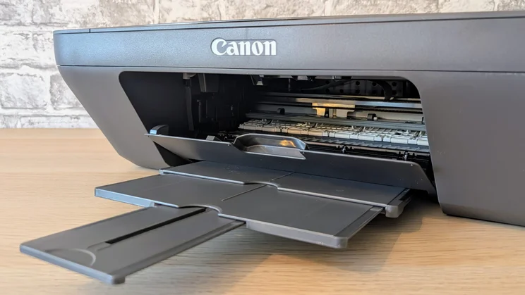 A close up of rhe Canon Pixma MG2551S' paper output tray