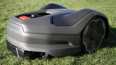 The Husqvarna Automower 305E NERA pictured from the front