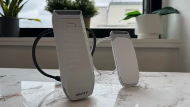 The Sony Reon Pocket Pro next to the Sony Reon Pocket 5 size comparison