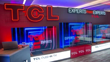 The TCL C8K and TCL X11K TVs on display at TCL's Expert Meet Experts event in Warsaw