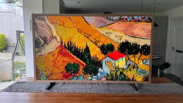 Front view of the Hisense Canvas TV displaying Vincent van Gogh's Landscape with Ploughman