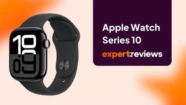 Apple Watch Series 10 on an orange background.