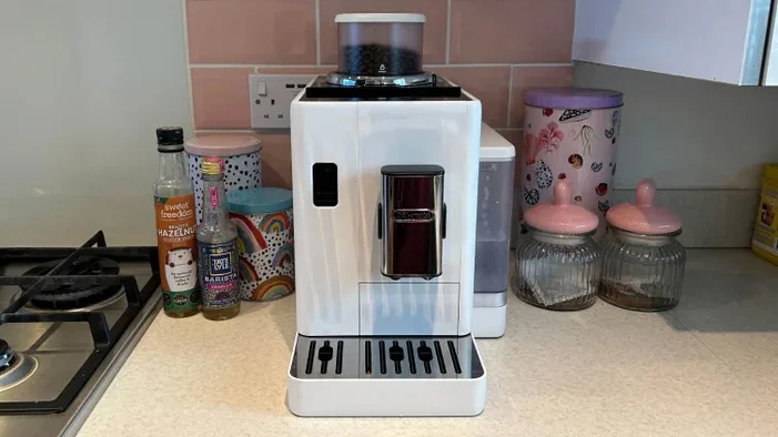 The De'Longhi Rivelia on a kitchen counter