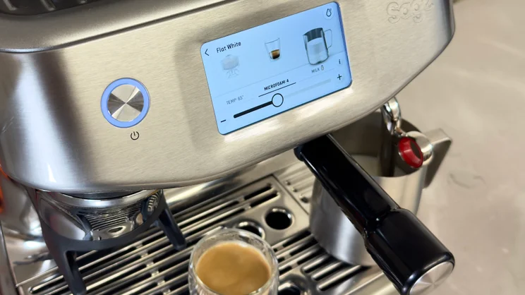 A close up of the Sage Barista Touch Impress's touchscreen