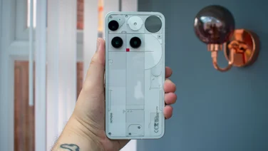 Nothing Phone (3) in hand, rear view