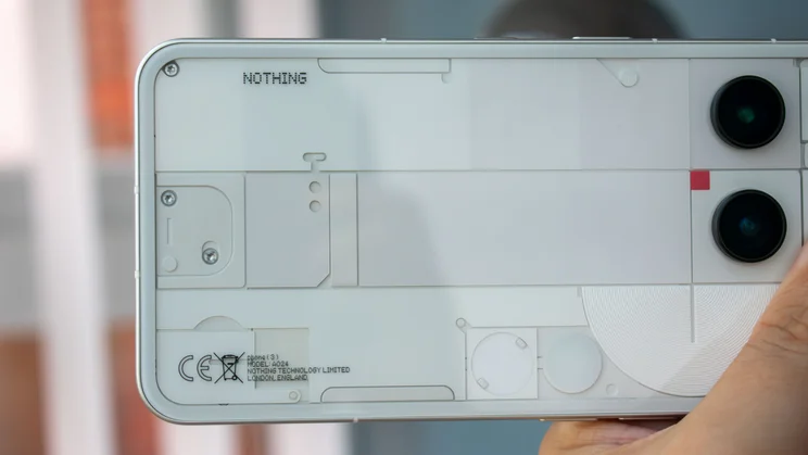 Nothing Phone (3) in hand, showing the rear of the phone
