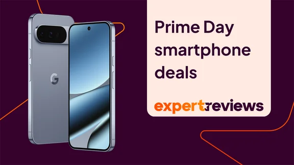 Google Pixel 10 Pro XL with a best prime day phone deals title card