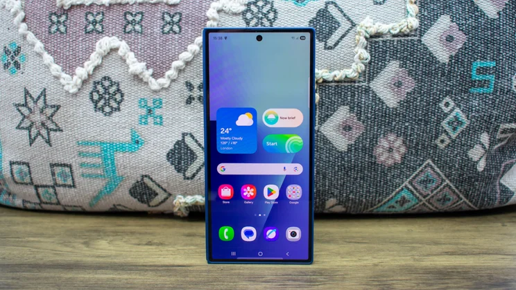 Samsung Galaxy Z Fold 7 folded, front view, with the cover display on