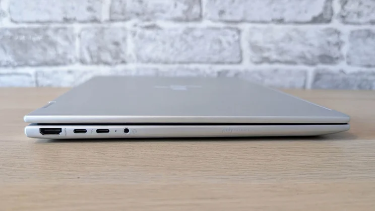 The input and output ports on the left-hand edge of the HP EliteBook X Flip G1i convertible laptop