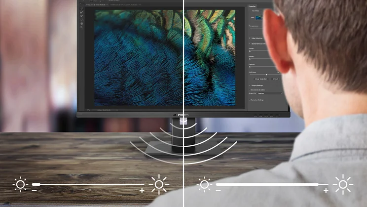 Philips PowerSensor in action - display dims when user is away