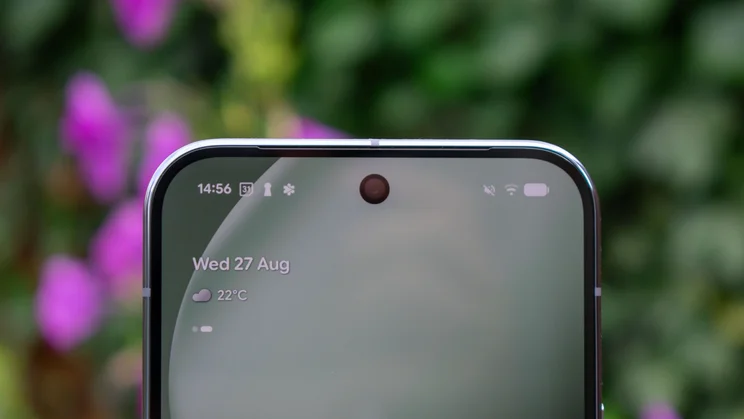 Close up of the Google Pixel 10 Pro XL's selfie camera
