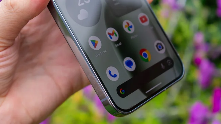 Google Pixel 10 Pro XL in hand, angled view