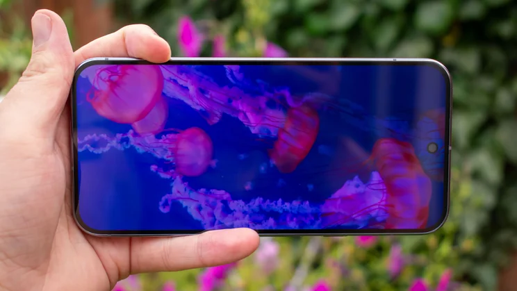 Google Pixel 10 Pro XL in landscape orientation, showing a video on the display