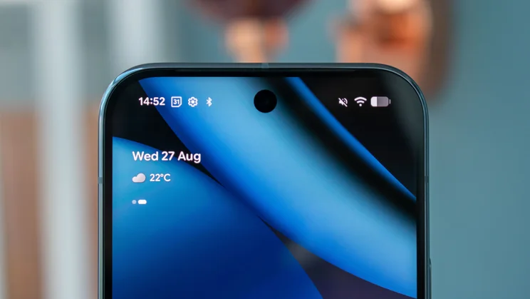Close up of the Google Pixel 10 Pro's selfie camera