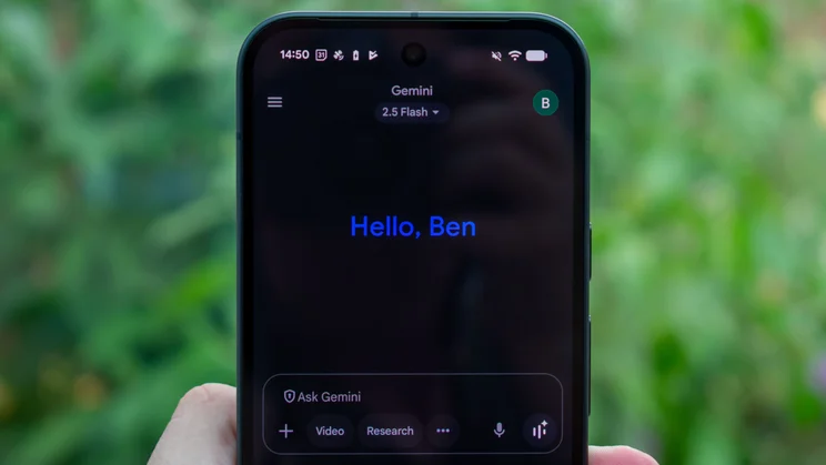 Google Pixel 10's display showing the Gemini AI chat