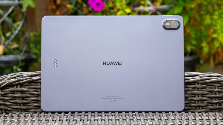 Huawei MatePad 11.5 (2025) propped on a chair, rear view